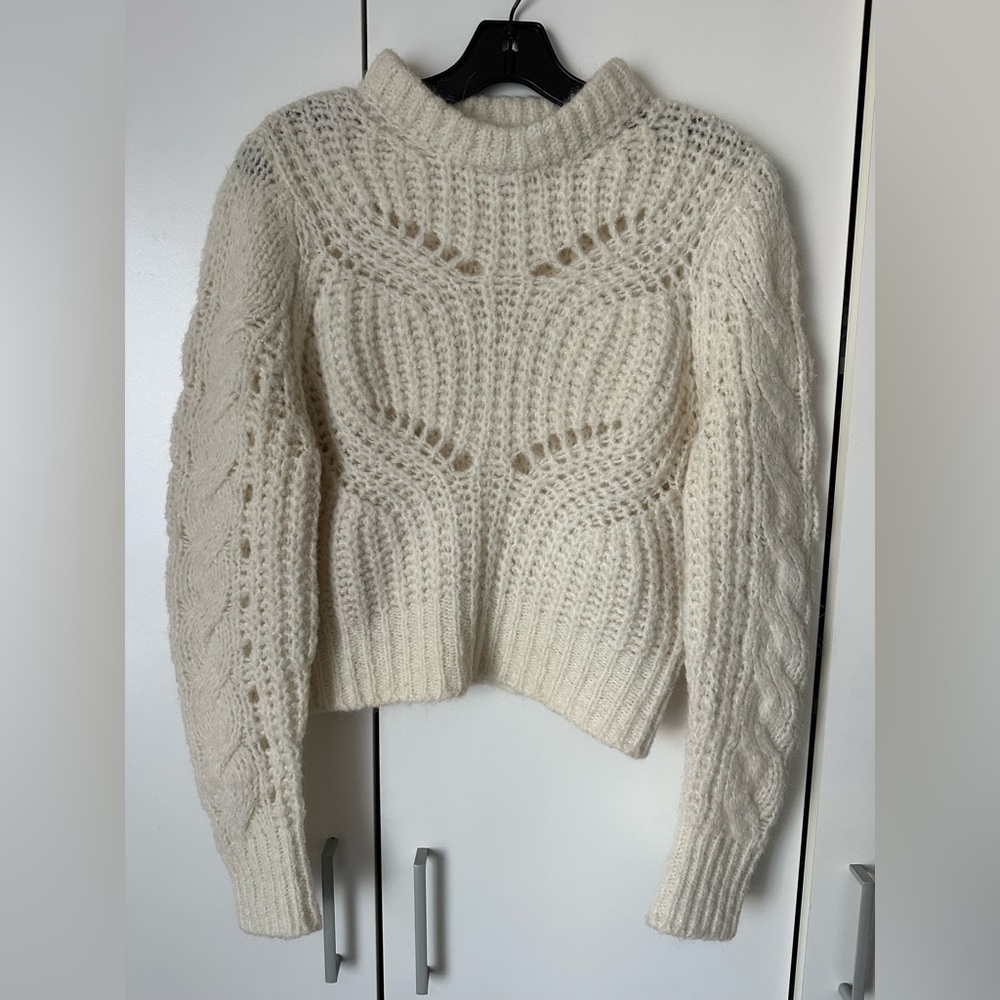 IRO Alpaca Wool Blend Cream Cable Knit Sweater Sz xs